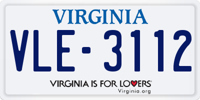VA license plate VLE3112