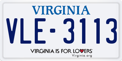 VA license plate VLE3113