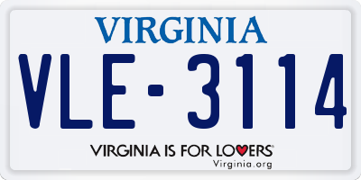 VA license plate VLE3114