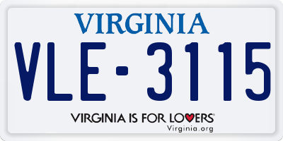 VA license plate VLE3115