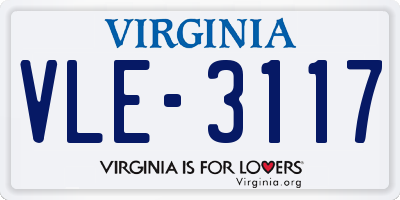 VA license plate VLE3117