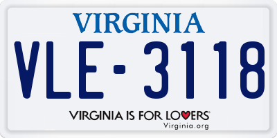 VA license plate VLE3118