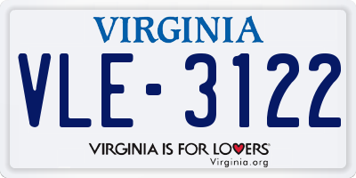 VA license plate VLE3122