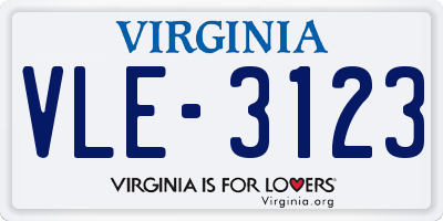 VA license plate VLE3123