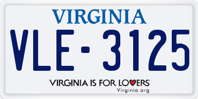 VA license plate VLE3125
