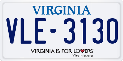 VA license plate VLE3130