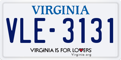 VA license plate VLE3131