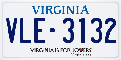 VA license plate VLE3132