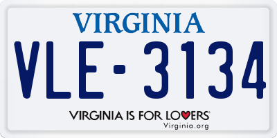 VA license plate VLE3134