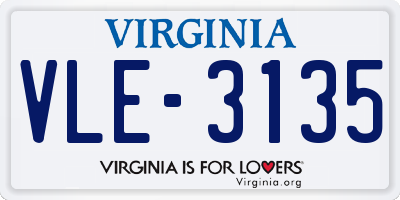 VA license plate VLE3135