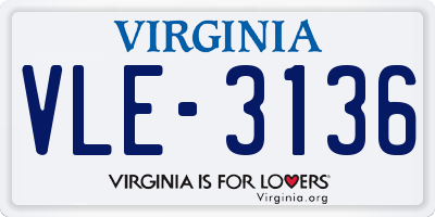 VA license plate VLE3136
