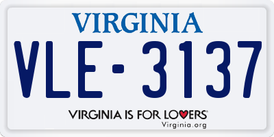 VA license plate VLE3137