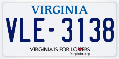 VA license plate VLE3138