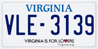 VA license plate VLE3139