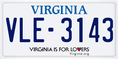 VA license plate VLE3143
