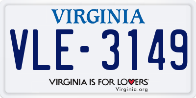 VA license plate VLE3149