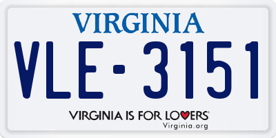 VA license plate VLE3151