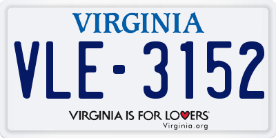 VA license plate VLE3152