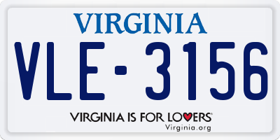 VA license plate VLE3156