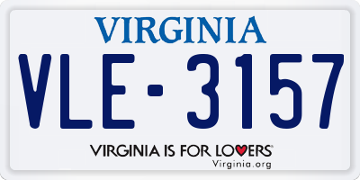 VA license plate VLE3157