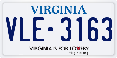 VA license plate VLE3163