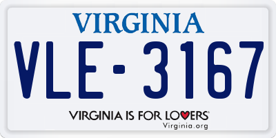 VA license plate VLE3167