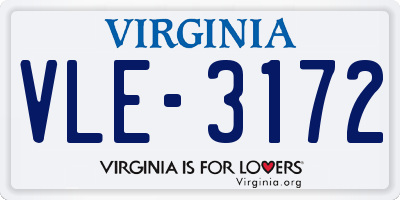 VA license plate VLE3172