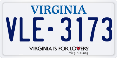 VA license plate VLE3173