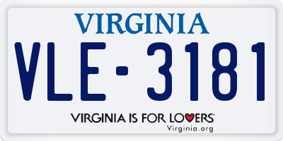 VA license plate VLE3181