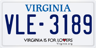VA license plate VLE3189