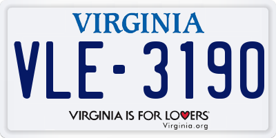 VA license plate VLE3190