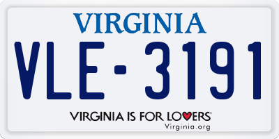VA license plate VLE3191