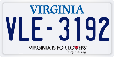 VA license plate VLE3192