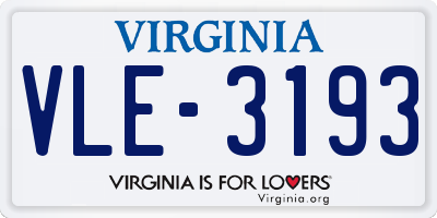 VA license plate VLE3193