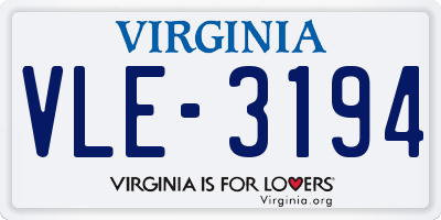 VA license plate VLE3194