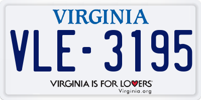 VA license plate VLE3195