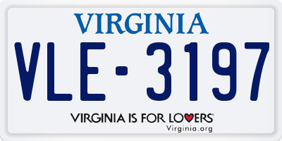 VA license plate VLE3197