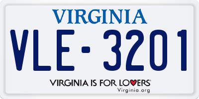 VA license plate VLE3201