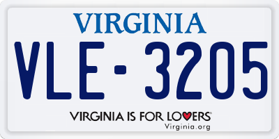 VA license plate VLE3205