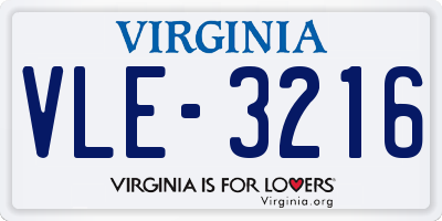 VA license plate VLE3216