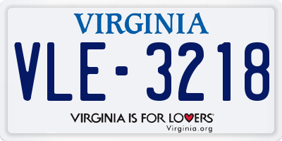 VA license plate VLE3218