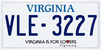 VA license plate VLE3227