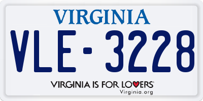 VA license plate VLE3228