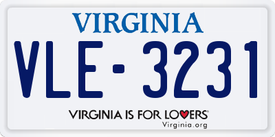 VA license plate VLE3231