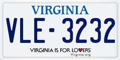VA license plate VLE3232
