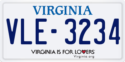 VA license plate VLE3234