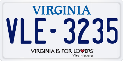 VA license plate VLE3235