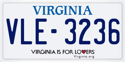 VA license plate VLE3236