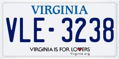 VA license plate VLE3238