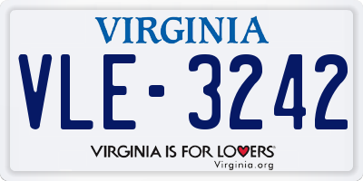 VA license plate VLE3242